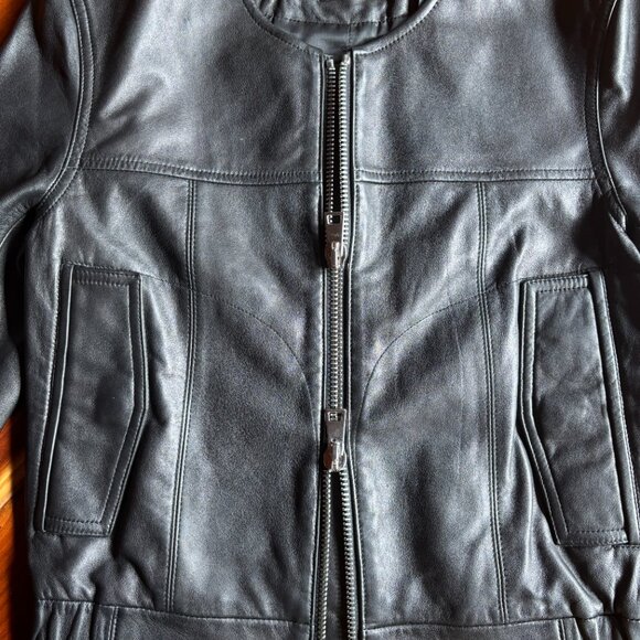 Perfect Black Leather Crop Jacket - Theory - Picture 1 of 10